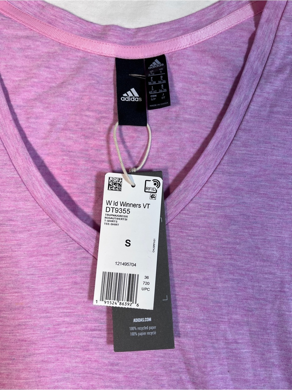 adidas Women's Heather Purple V-Neck Short Sleeve Tee - Picture 2 of 9